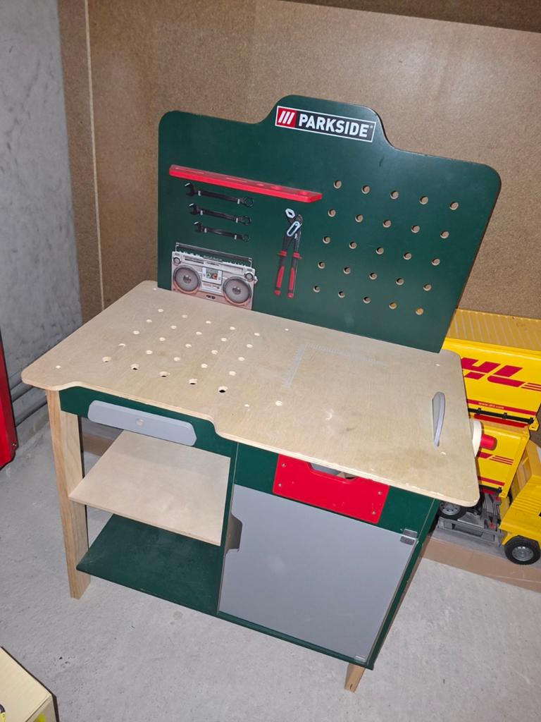 Parkside speelgoed werkbank met gereedschap, Ophalen, Gebruikt, Jongen of Meisje
