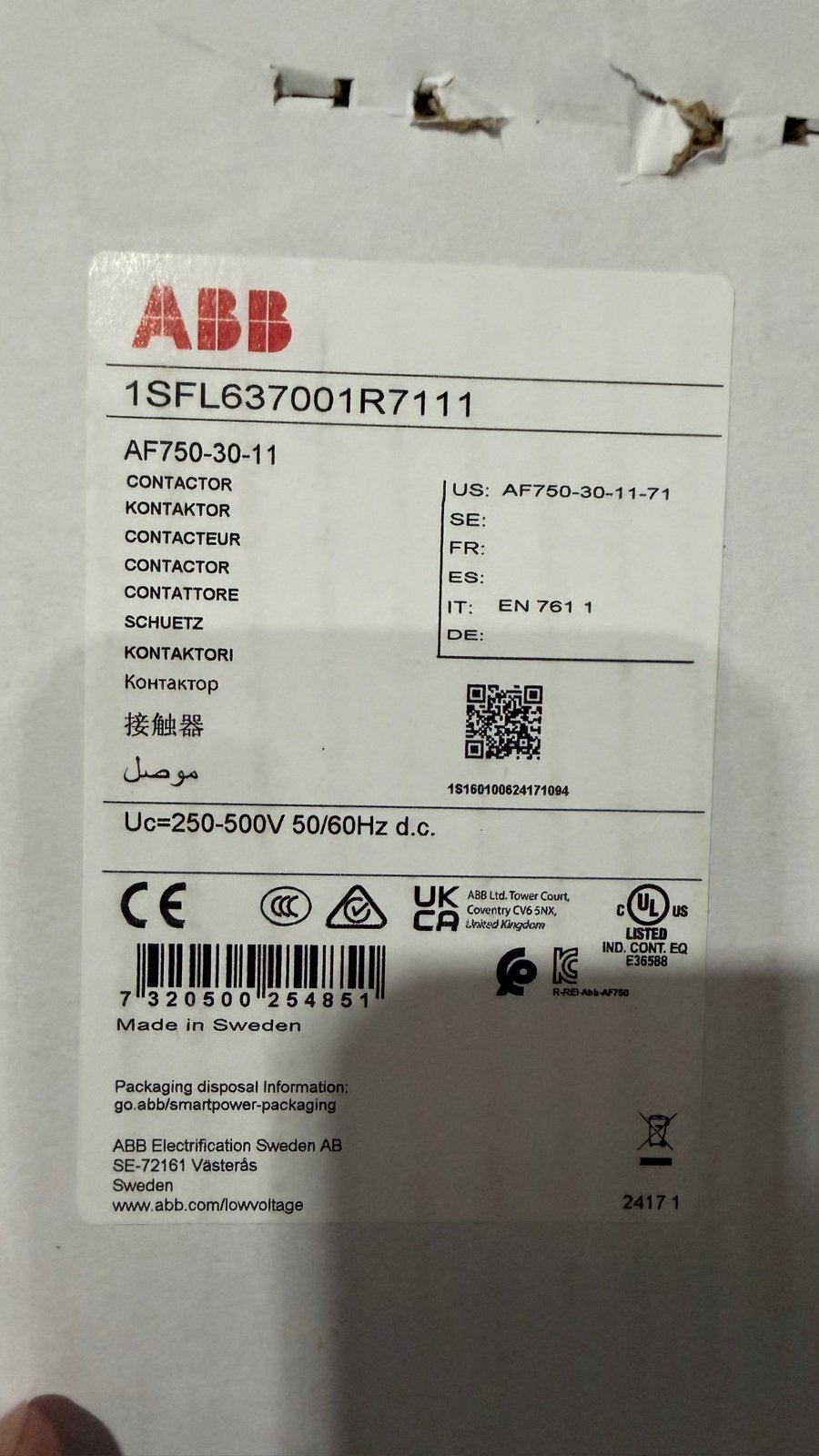 ABB AF750-30-11 Vermogenscontactor - Nieuw in doos, Ophalen