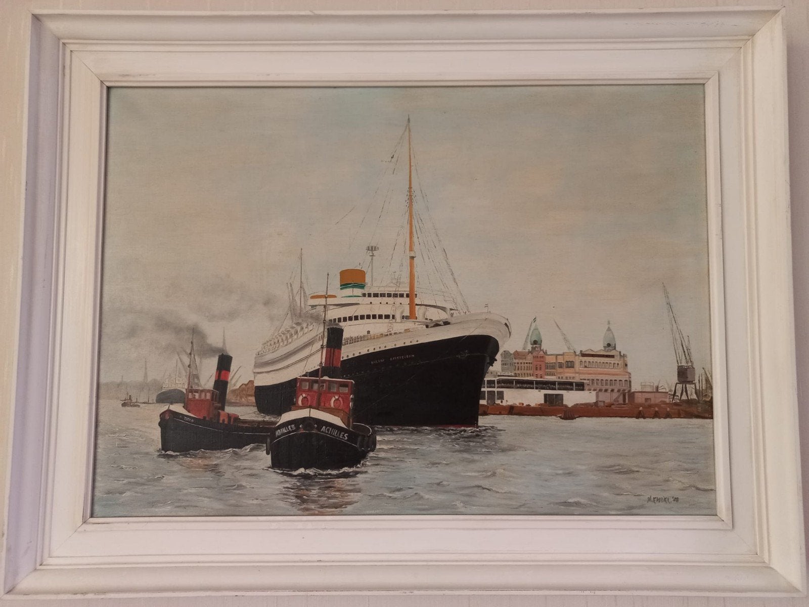 Holland America lijn olieverf schilderij, Ophalen of Verzenden