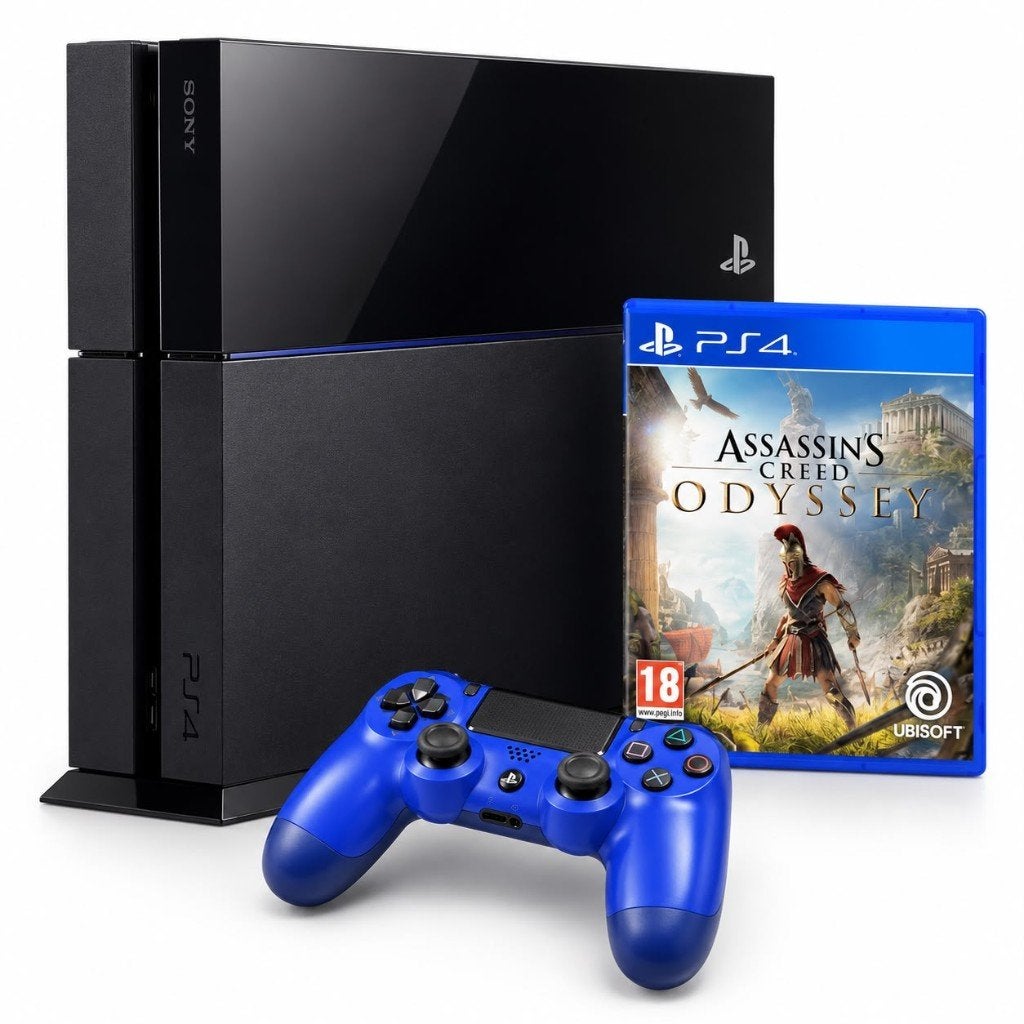 PlayStation 4 500GB + Blauwe controller + Assassin's creed, Avontuur en Actie, Vanaf 18 jaar, ., 1 speler
