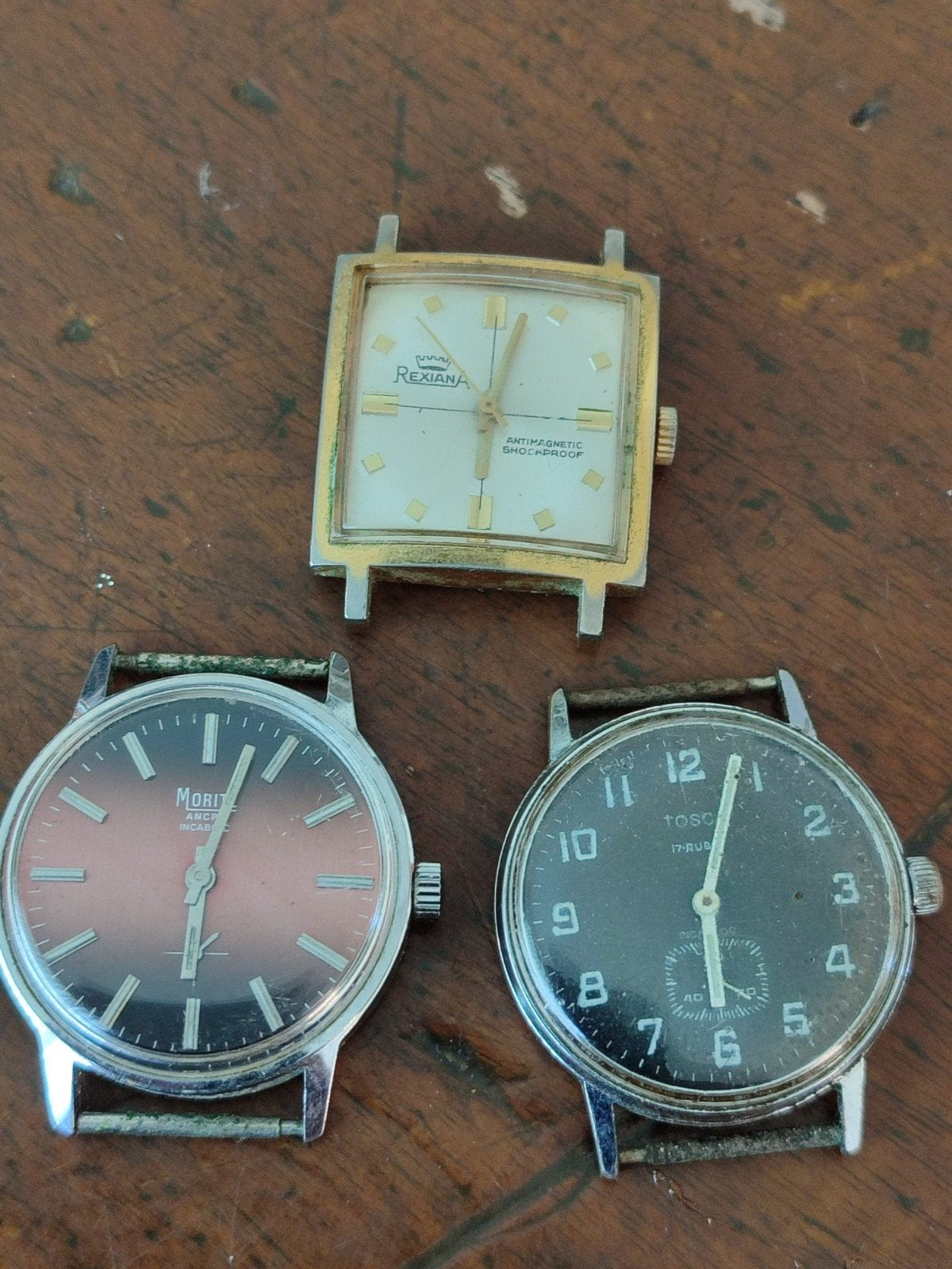 Drie vintage uurwerken jaren vijftig /zestig, Ophalen of Verzenden, Staal, Overige merken, 1960 of later