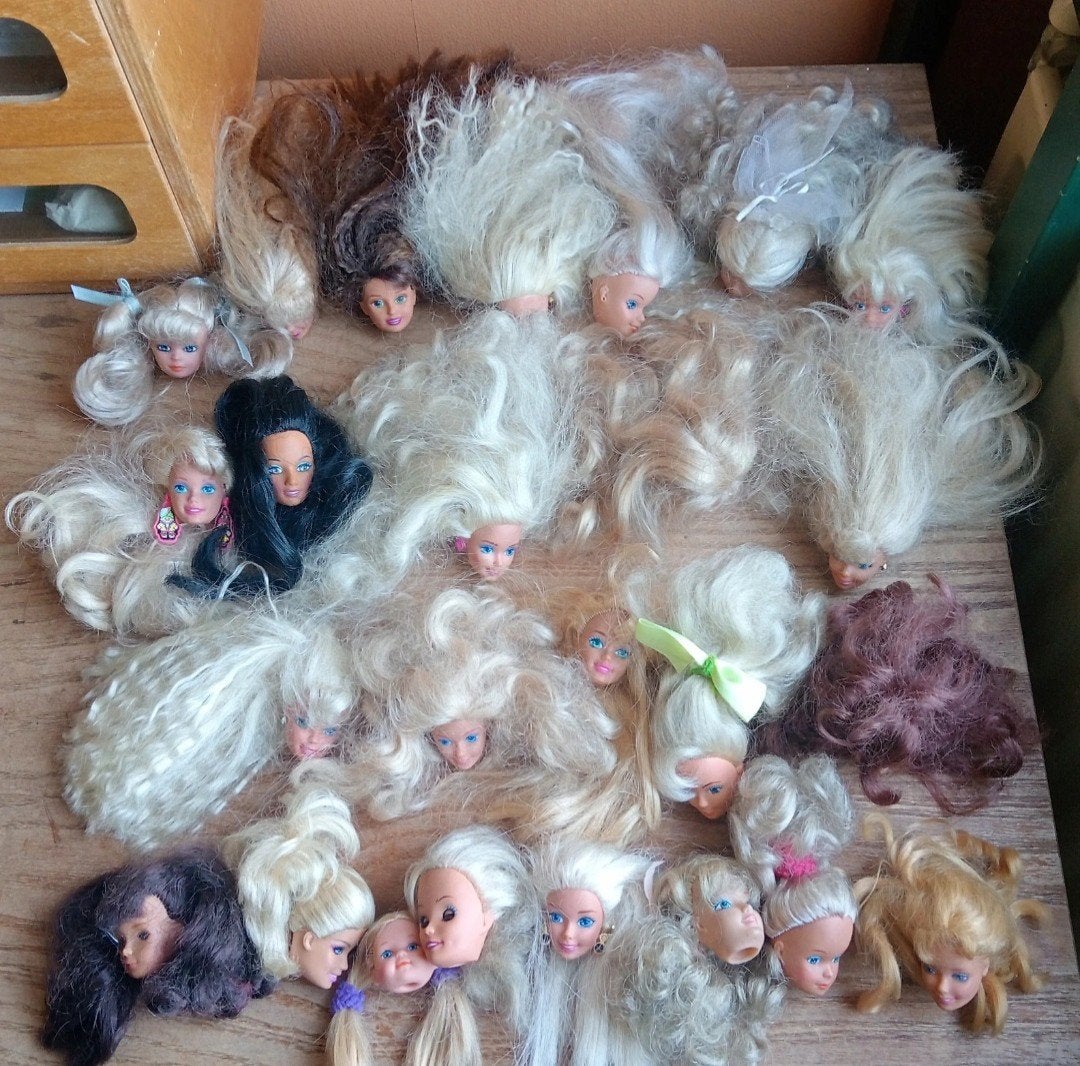 Lot vintage barbie poppen figuren hoofden divers, Ophalen of Verzenden, Gebruikt, Pop