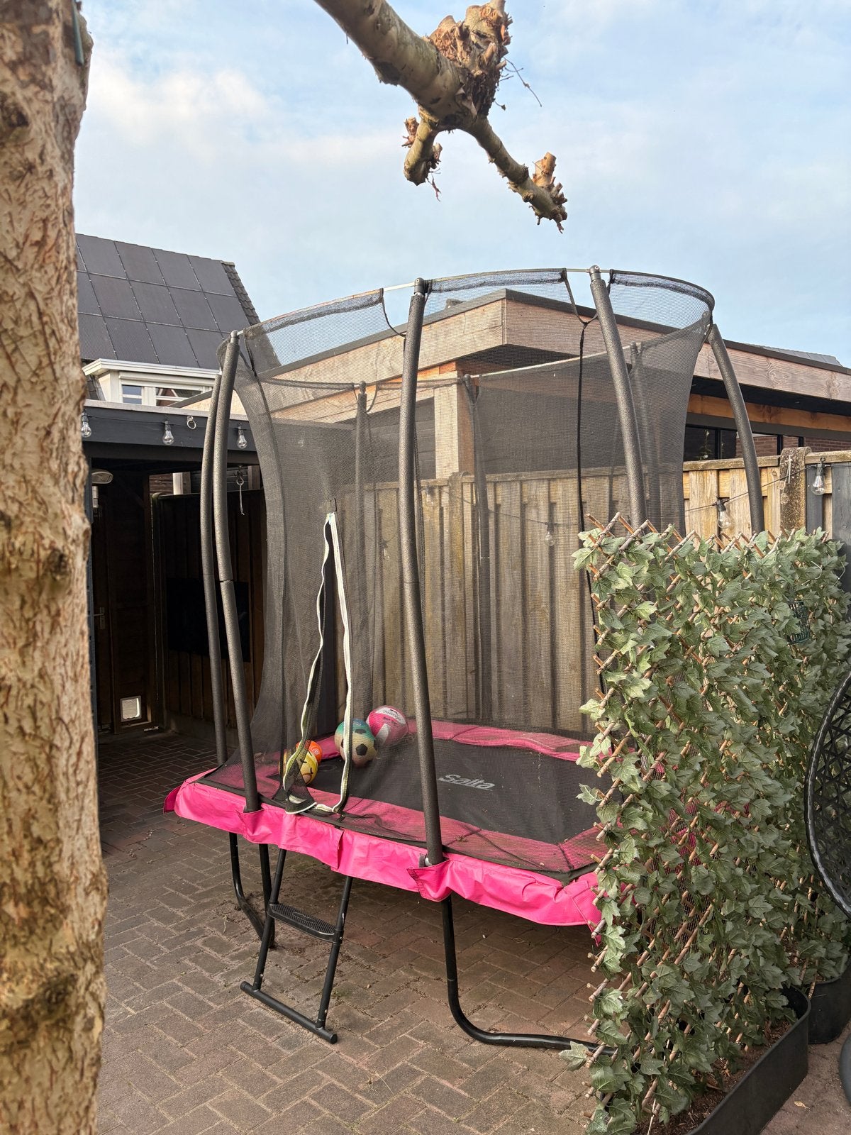 Salta trampoline met veiligheidsnet en ladder, Ophalen, Gebruikt