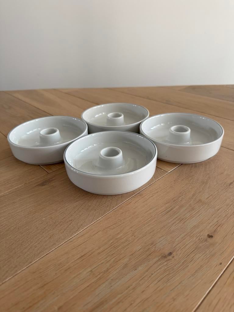 4 Royal CopenHagen kaarsenhouders - FAJANCE -, Ophalen, Overige materialen, Wit, Zo goed als nieuw