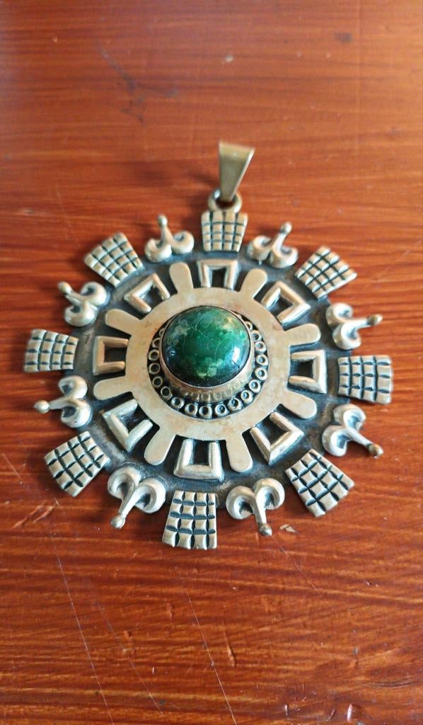 Vintage Los Ballesteros hanger met groene steen, Ophalen of Verzenden