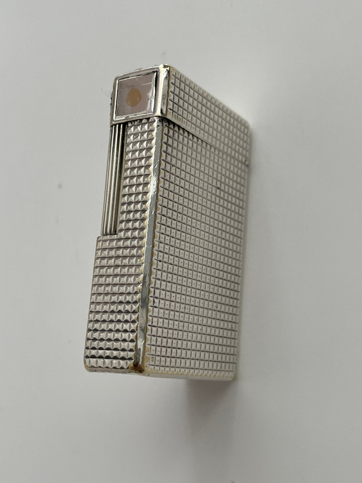 S.T. Dupont Ligne 1 Pointe de Diamant Zilveren Aansteker, Verzamelen, Rookartikelen, Aanstekers en Luciferdoosjes, Ophalen of Verzenden