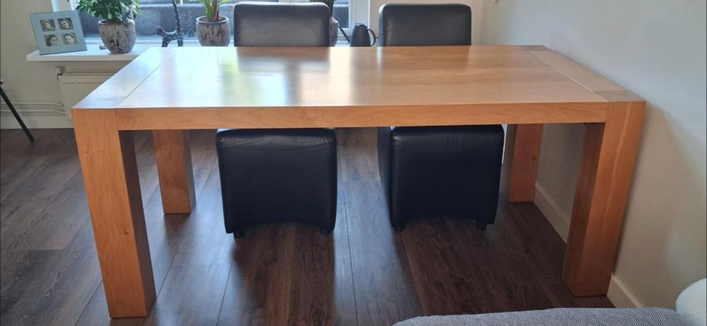 Perfecte Blanken Eiken Tafel, Ophalen, 200 cm of meer, 50 tot 100 cm, Zo goed als nieuw