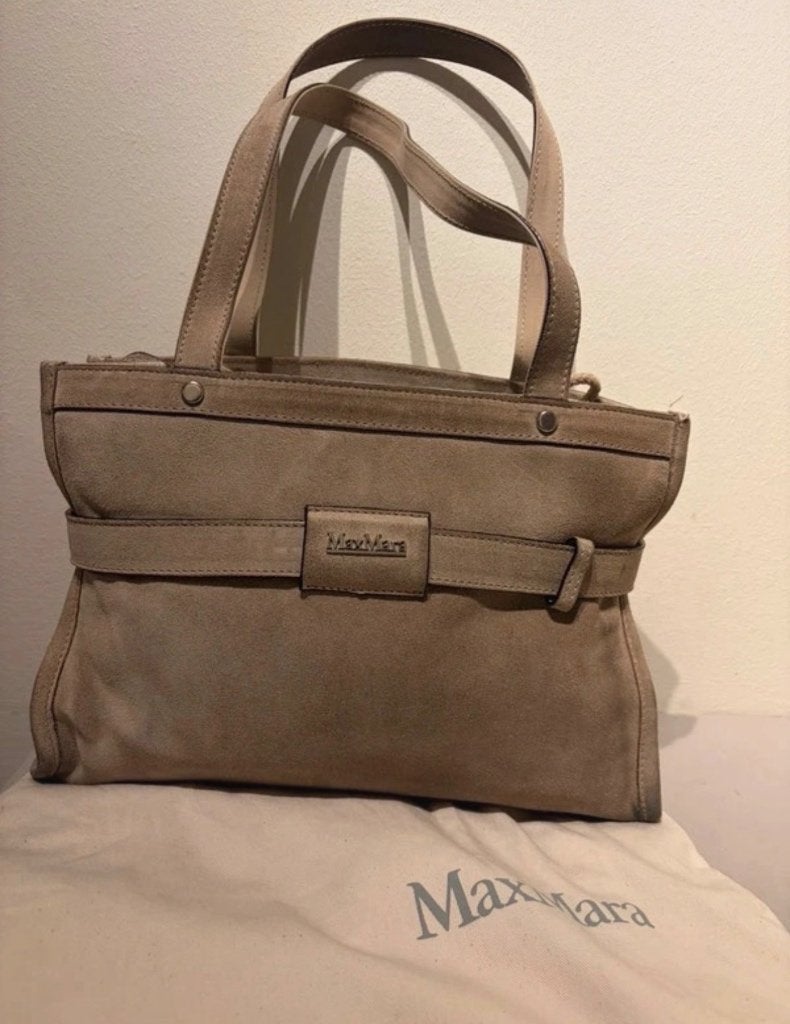 Max Mara elegante taupekleurige suède handtas, Ophalen of Verzenden, Nieuw, Beige, Handtas