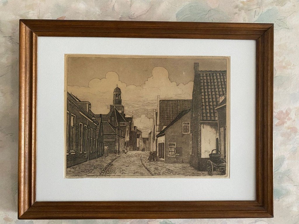 Ets  ,  Noordwijk  .  ca  , 1900, Antiek en Kunst, Kunst | Etsen en Gravures, Ophalen of Verzenden, Stadsgezicht, Ets, 1900 - 1949
