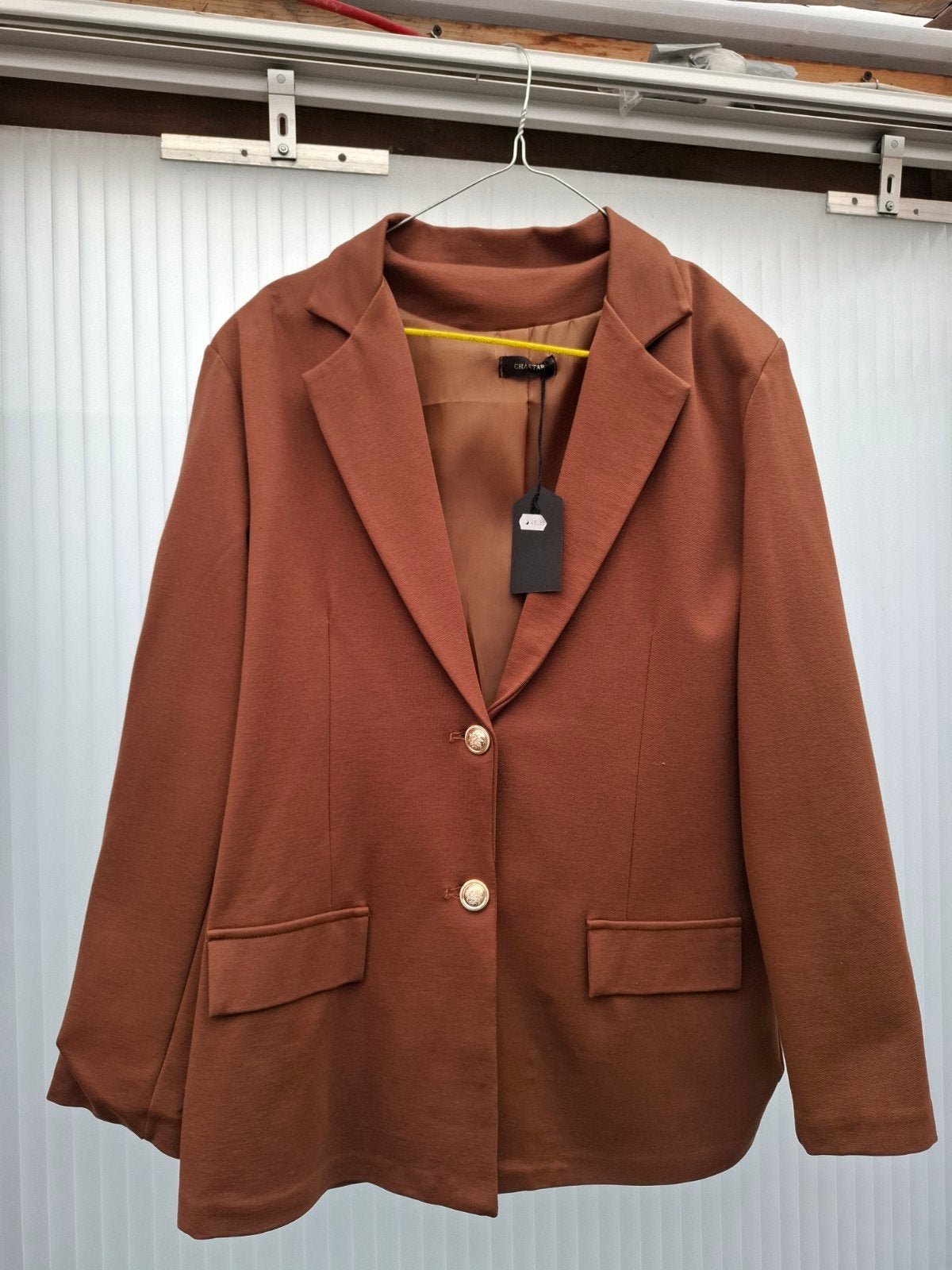 Chastar chocoladebruine gebreide blazer - Nieuw (L/XL), Ophalen, Bruin, Chastar, Maat 42/44 (L)