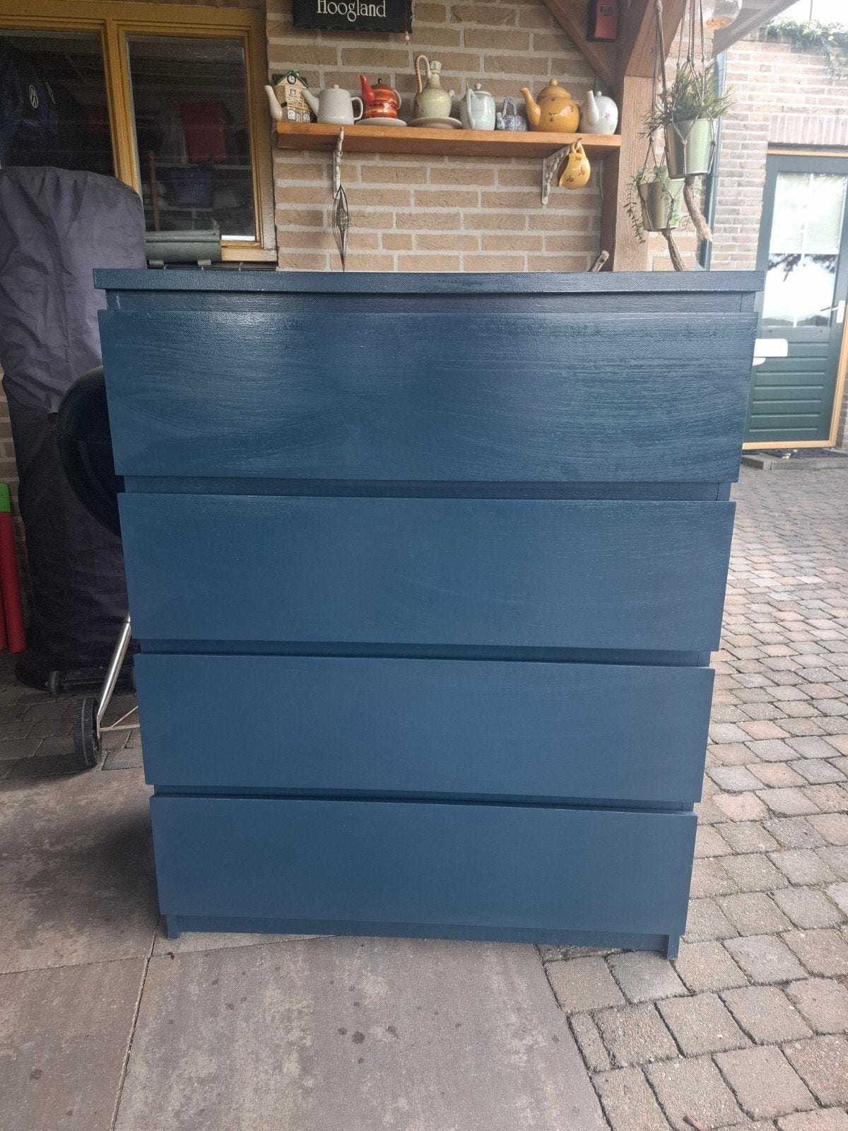 Ikea ladekast met 4 laden - Blauw geverfd, Ophalen, Gebruikt, 50 tot 100 cm, 3 of 4 laden