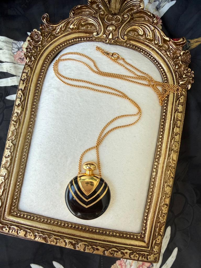 Zeldzame vintage Lancôme Magie Noire parfumhanger ketting, Verzenden, Gebruikt, Goud, Overige materialen