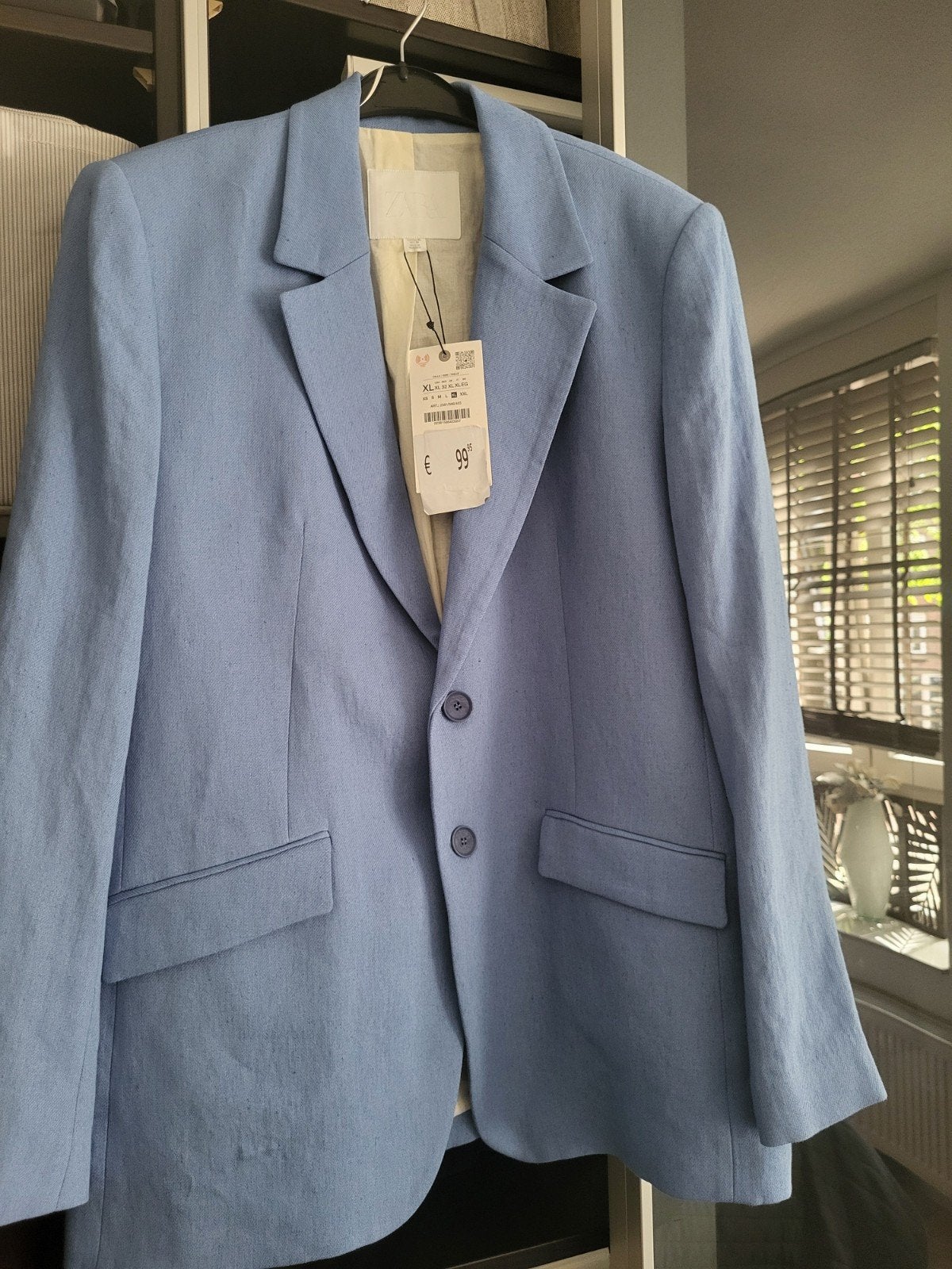 Zara Blazer Lichtblauw XL - Nieuw met prijskaartje, Blauw, Zara, Maat 46/48 (XL) of groter, Nieuw