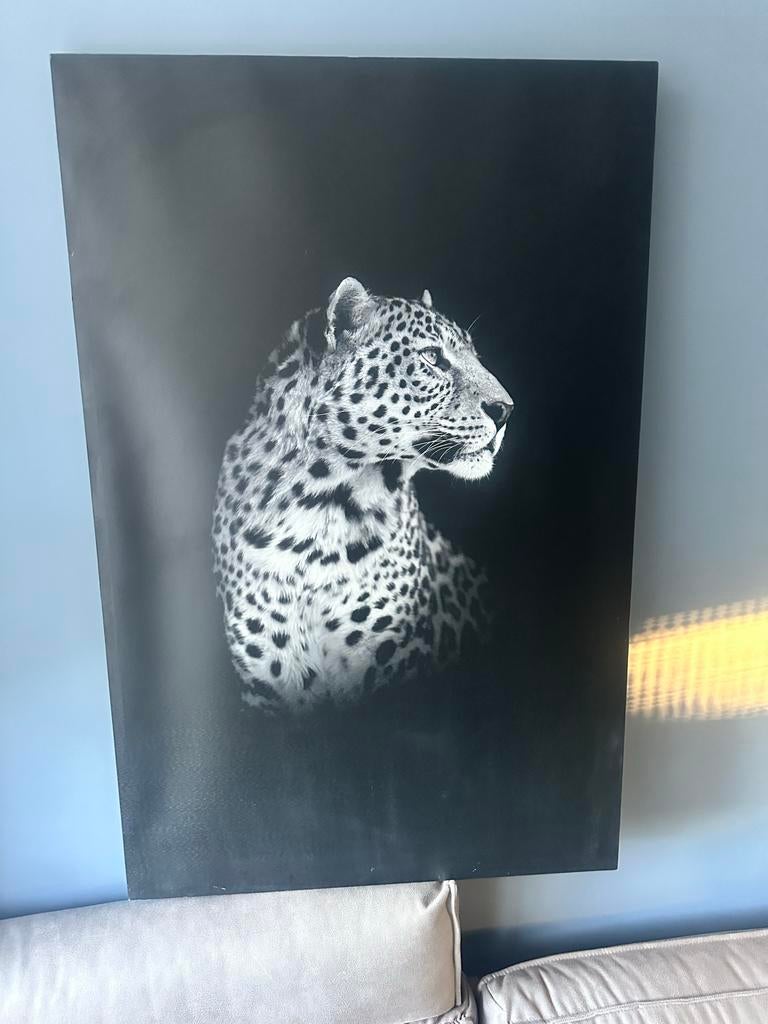 Modern Zwart-Wit Luipaard Canvas Schilderij, Huis en Inrichting, Ophalen, Zo goed als nieuw, Schilderij, 75 cm of meer