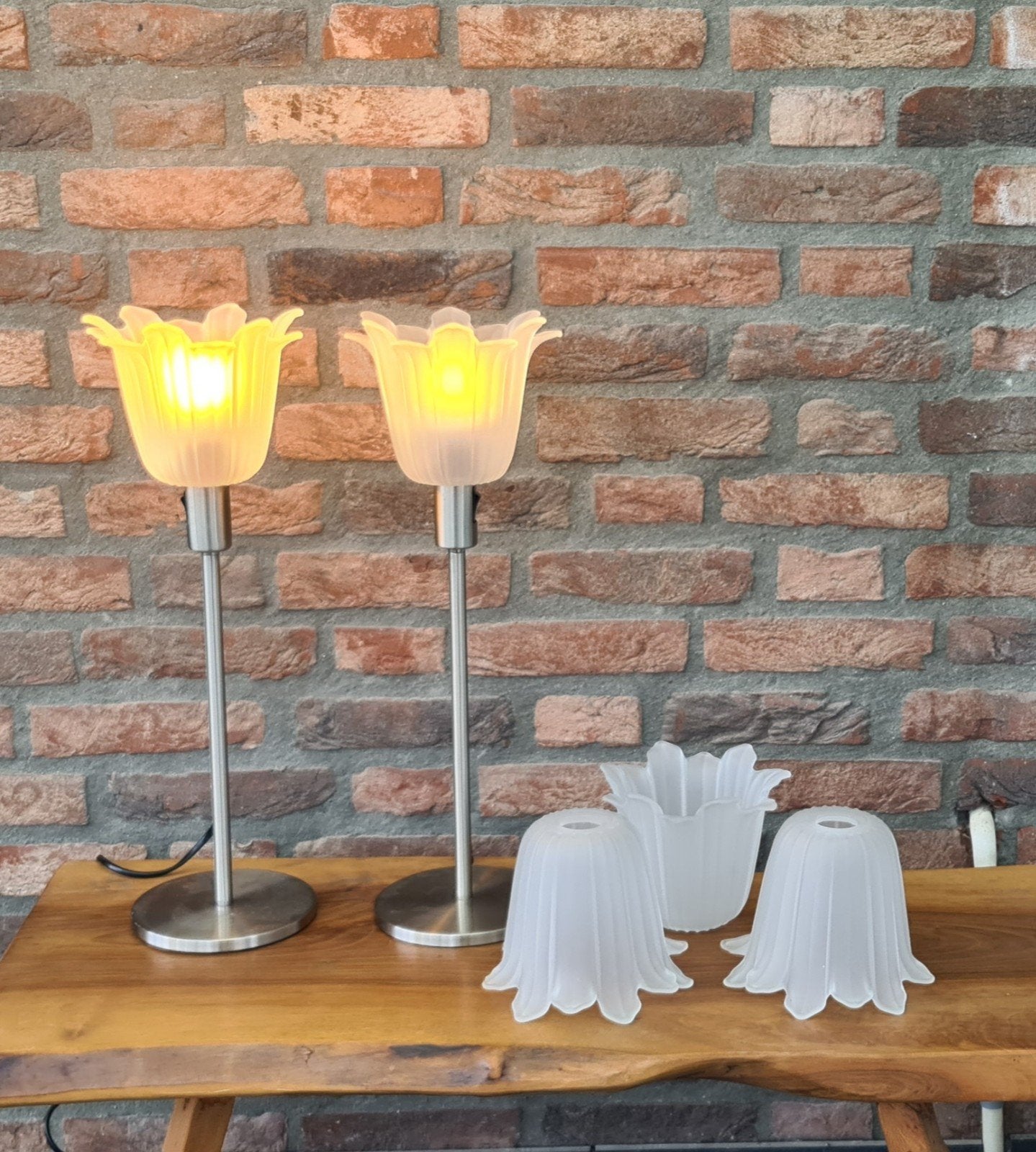 5 Artdeco tulp glazen lampenkapjes, Ophalen of Verzenden