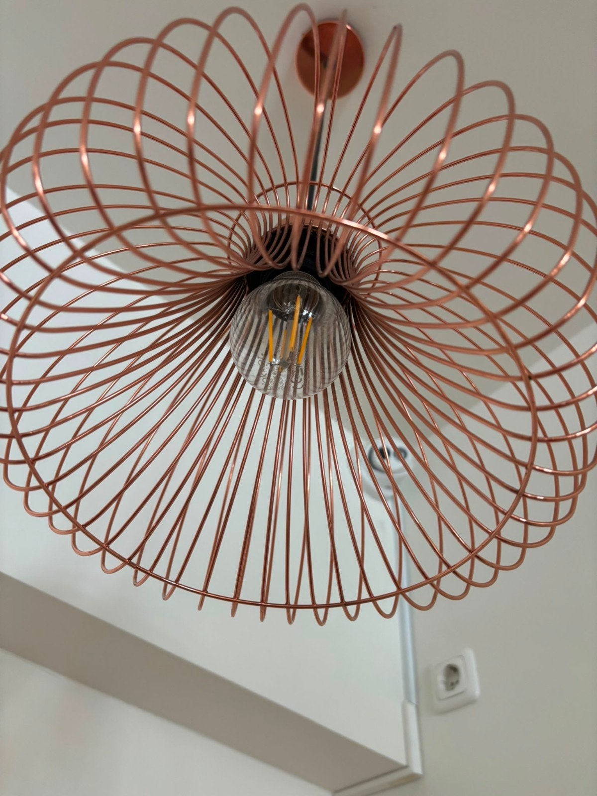 3 z.g.a.n. koperkleurige draadlampen uit schoonheidssalon, Ophalen of Verzenden, Zo goed als nieuw, Metaal, Modern, industrieel, sfeervol