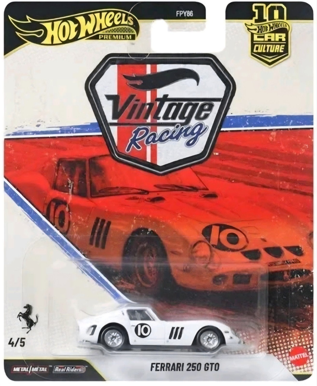 Hot Wheels – Ferrari 250 GTO #10, white – Vintage Racing, Mymodelcar@outlook.com, Ophalen of Verzenden, Auto, Hot wheels