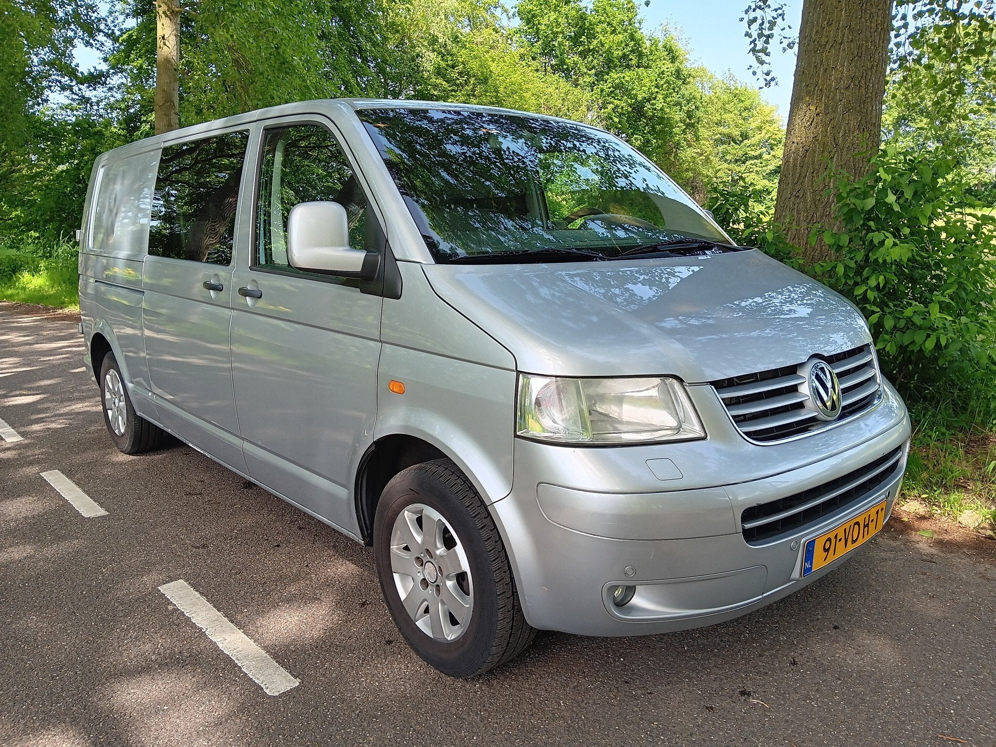 Volkswagen TRANSPORTER 2.5TDI 130PK DC 6-zitter MARGE, Gebruikt, Overige kleuren, Volkswagen, Origineel Nederlands