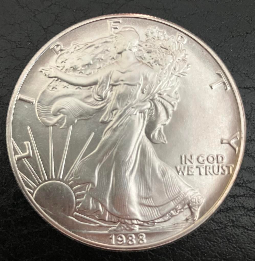 Zilveren munt American Silver Eagle 1Troy OZ 999 Fine S.1988, Ophalen of Verzenden, Noord-Amerika, Losse munt, Zilver