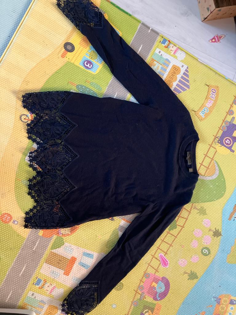 Ted Baker trui met kanten details, maat S, Ophalen of Verzenden, Zo goed als nieuw, Maat 36 (S), Blauw