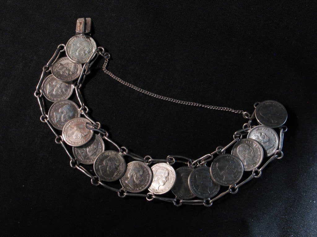 Armband antiek zilver, stuivertjes Willem III 1875. 1161, Ophalen of Verzenden, Zilver