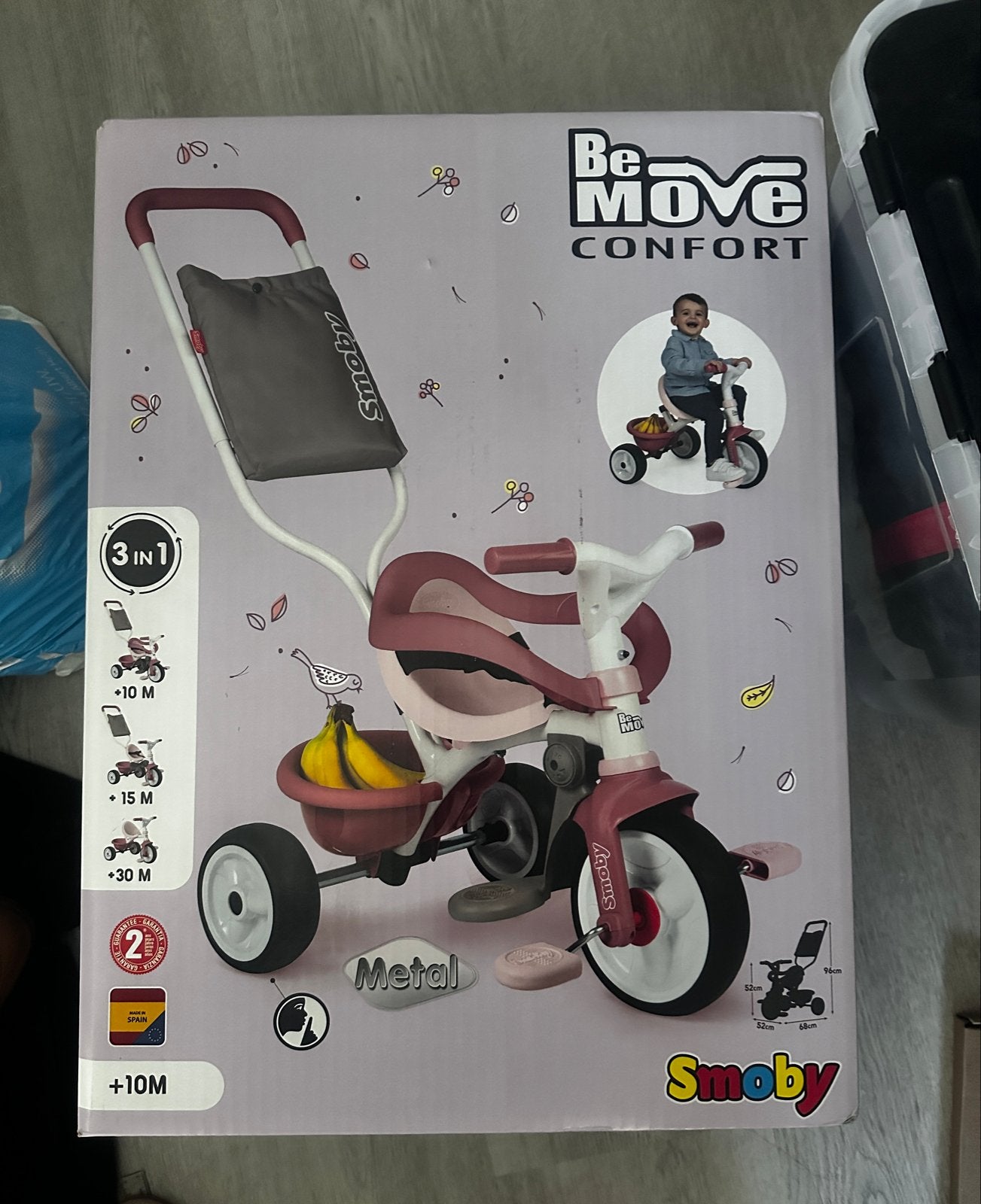 Smoby Be Move Confort 3-in-1 driewieler roze, Ophalen, Nieuw, Trapvoertuig