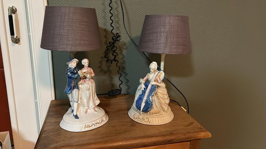 Twee tafellampen brocante, Ophalen of Verzenden