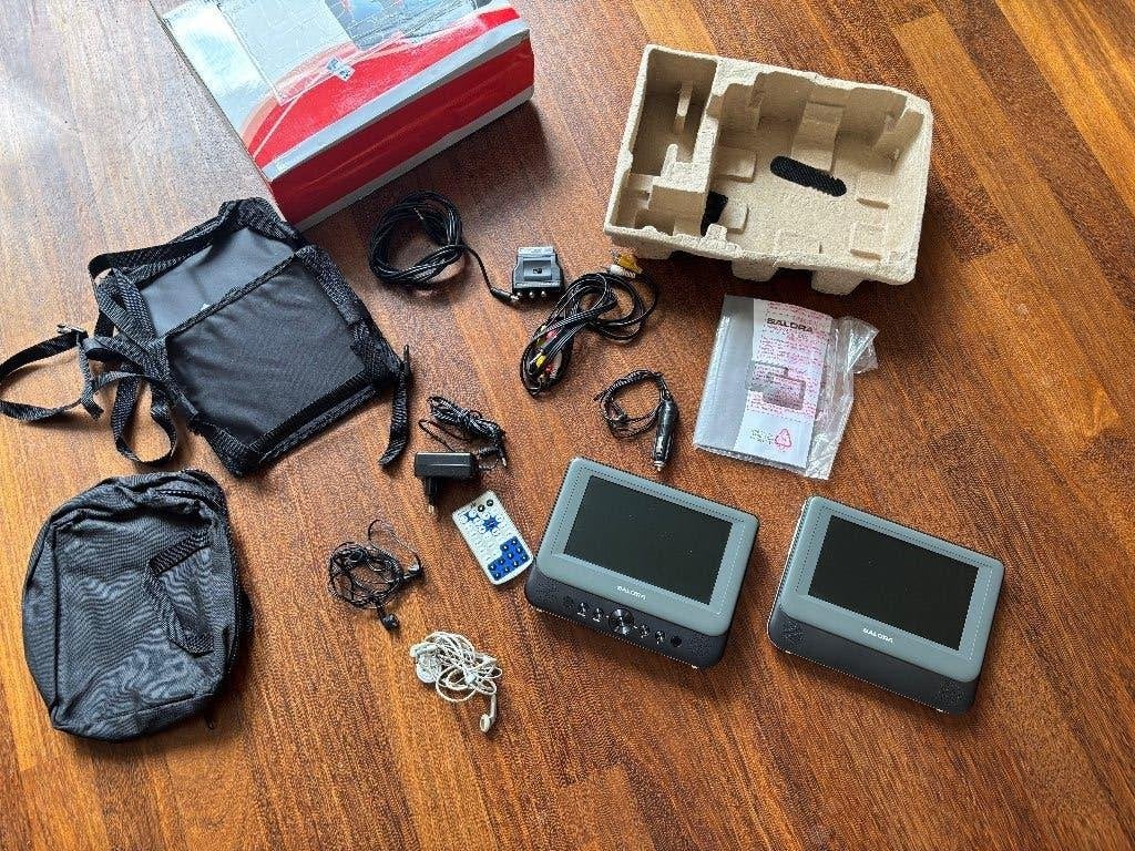 Salora Twin DVD speler met 2 schermen, Gebruikt, Draagbaar, Ophalen of Verzenden, Overige merken
