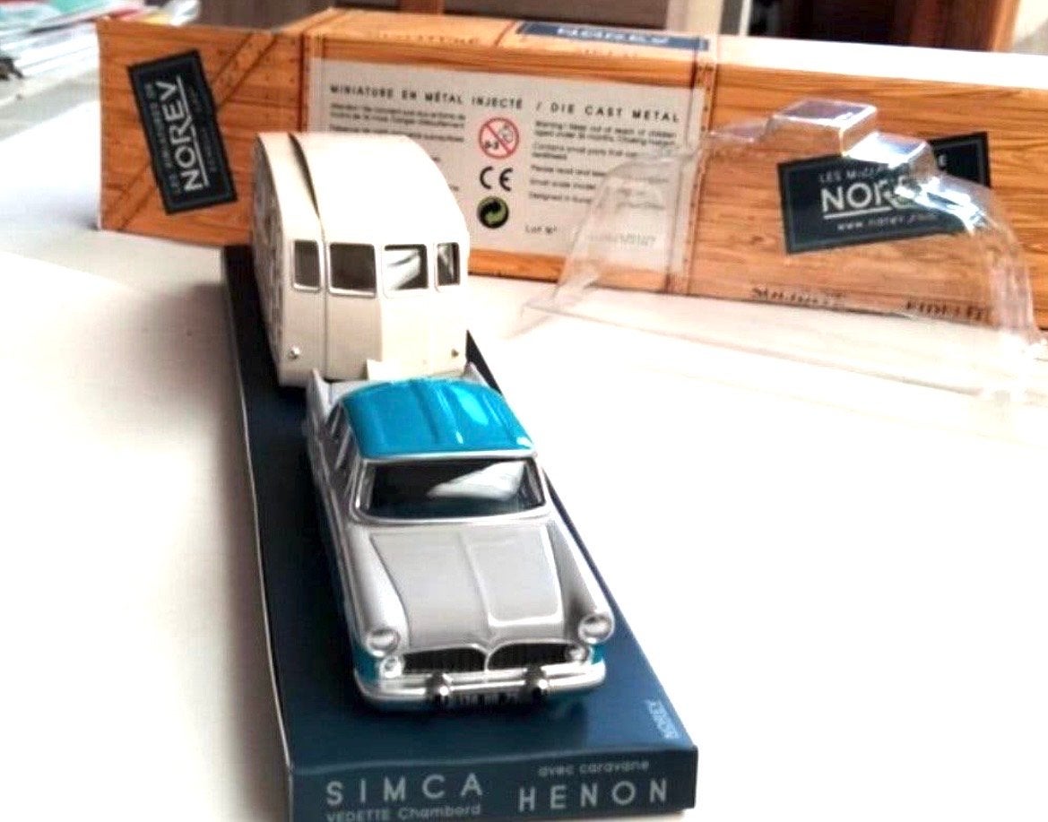 Norev Simca Vedette Chambord met caravan - Diecast model, Ophalen of Verzenden, Nieuw, Auto, Norev
