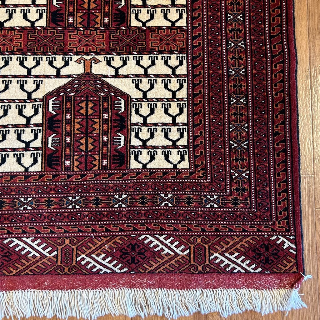 perzisch tapijt Turkaman 205x137 hangeknoopt vloerkleed, TTM Wonen, Meubels – (Perzische) Tapijten en Woonaccessoires, 100 tot 150 cm