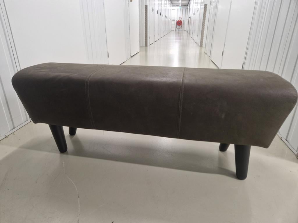 Hocker Felix: Donkergroen lederen gymbankje, Ophalen, Gebruikt, Industrieel, Klassiek, 100 tot 125 cm