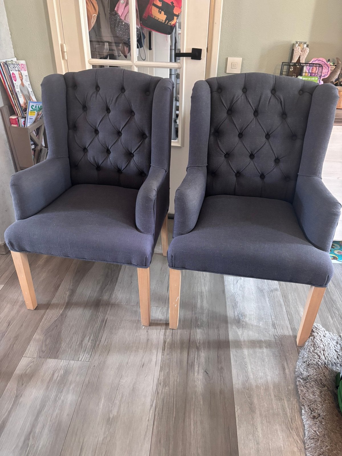 4 grijze eetkamerstoelen van richmonds interiors, Huis en Inrichting, Ophalen, Minder dan 75 cm, Landelijk, Stof