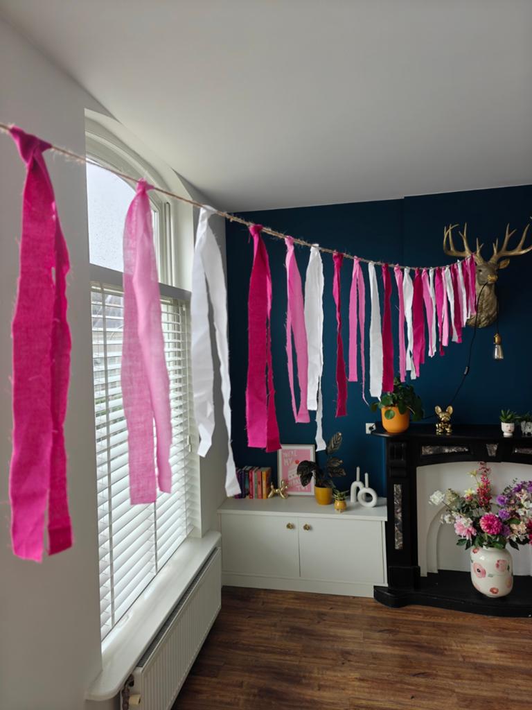 Babyshower slingers roze, geboorte versieringen, handgemaakt, Ophalen of Verzenden, Nieuw, Versiering, Geboorte of Huwelijk