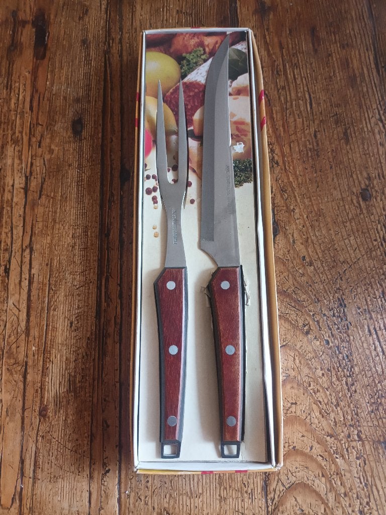 Vleescouvert/ bestek/ mes en vork als nieuw!!, Huis en Inrichting, Keuken | Bestek, Bestekset, Nieuw, Ophalen of Verzenden, Rvs of Chroom
