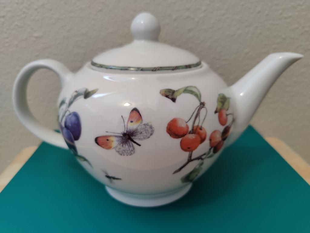 Prachtige theepot Fruit & Flowers van Janneke Brinkman, Verzenden, Zo goed als nieuw, Overige stijlen, Kop(pen) en/of Schotel(s)