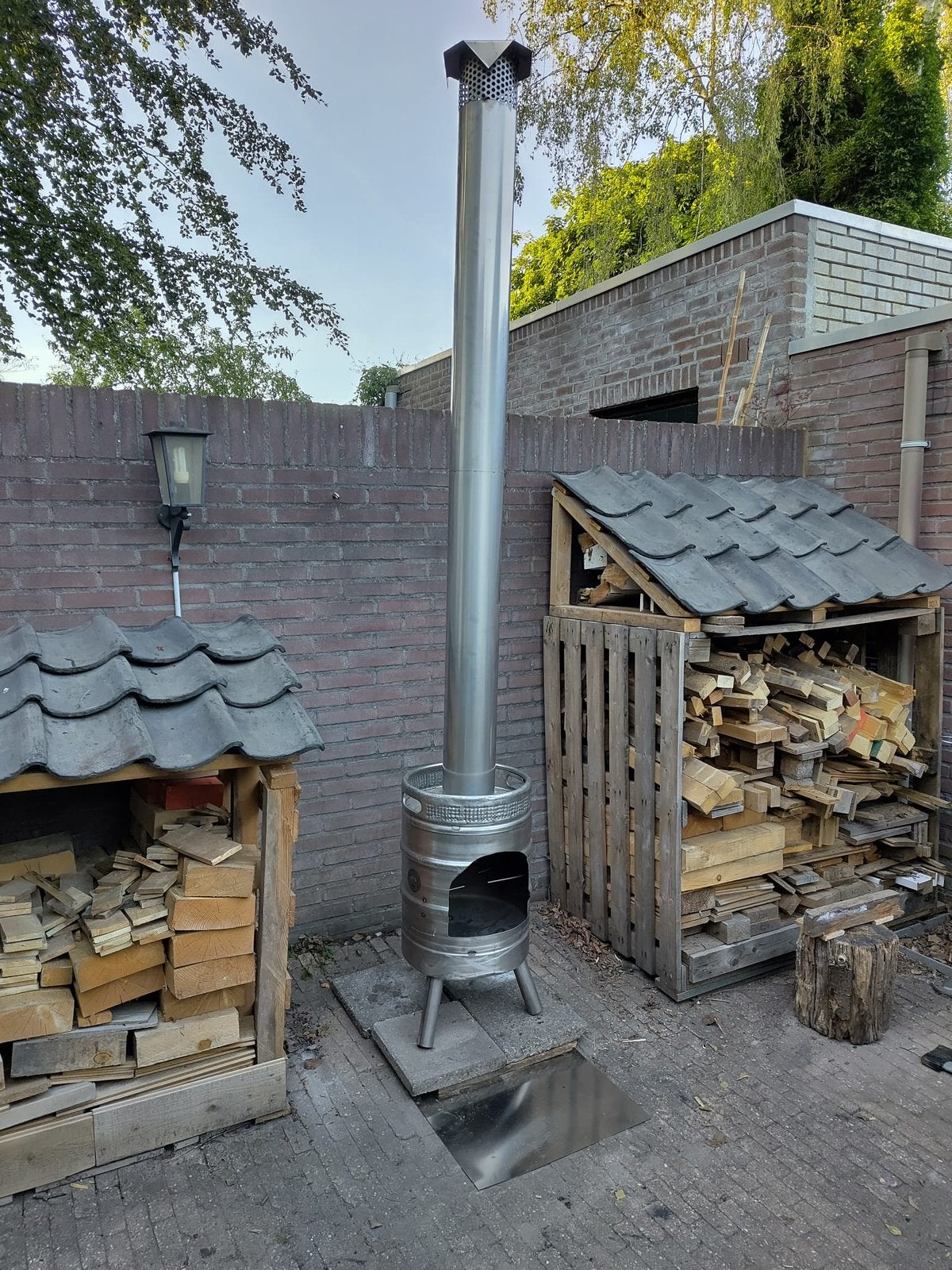 rvs bierfust tuinkachel terraskachel buitenhaard tuinhaard, Ophalen of Verzenden, Nieuw