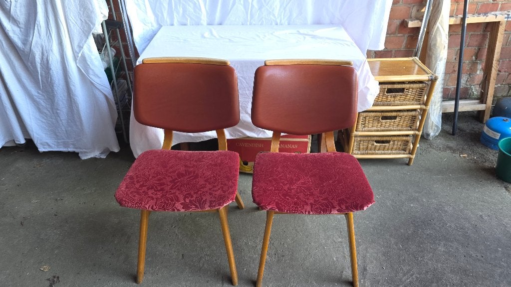 2 prachtige vintage mid century stoelen, Ophalen, Gebruikt, Overige kleuren, Hout