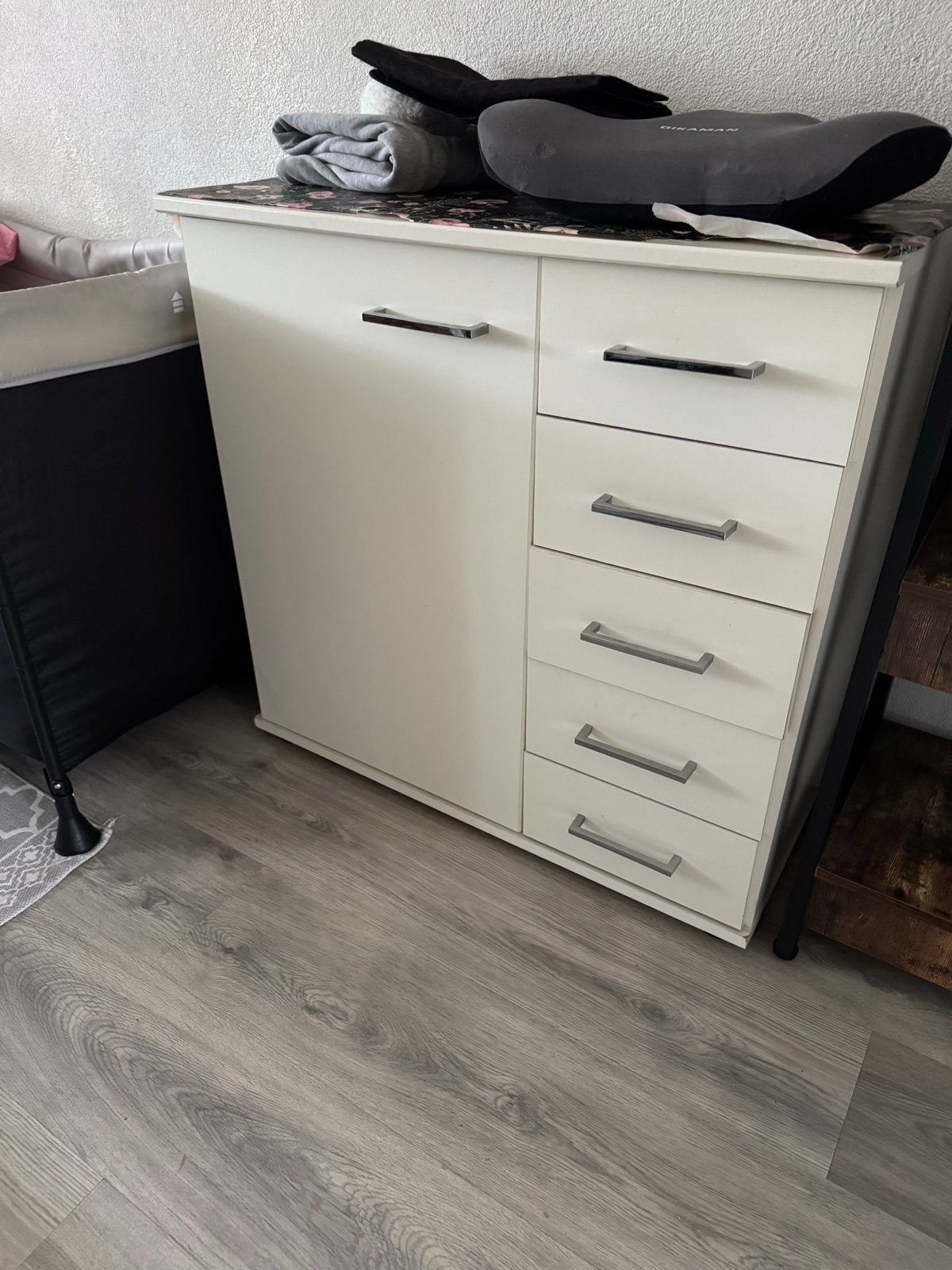Witte commode met ladeblok en kastje, Gebruikt, 50 tot 70 cm, Ophalen of Verzenden, 75 tot 100 cm