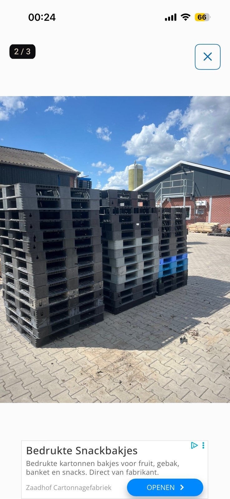 Partij kunstoffen pallets zwaar/middelzwaar, Ophalen