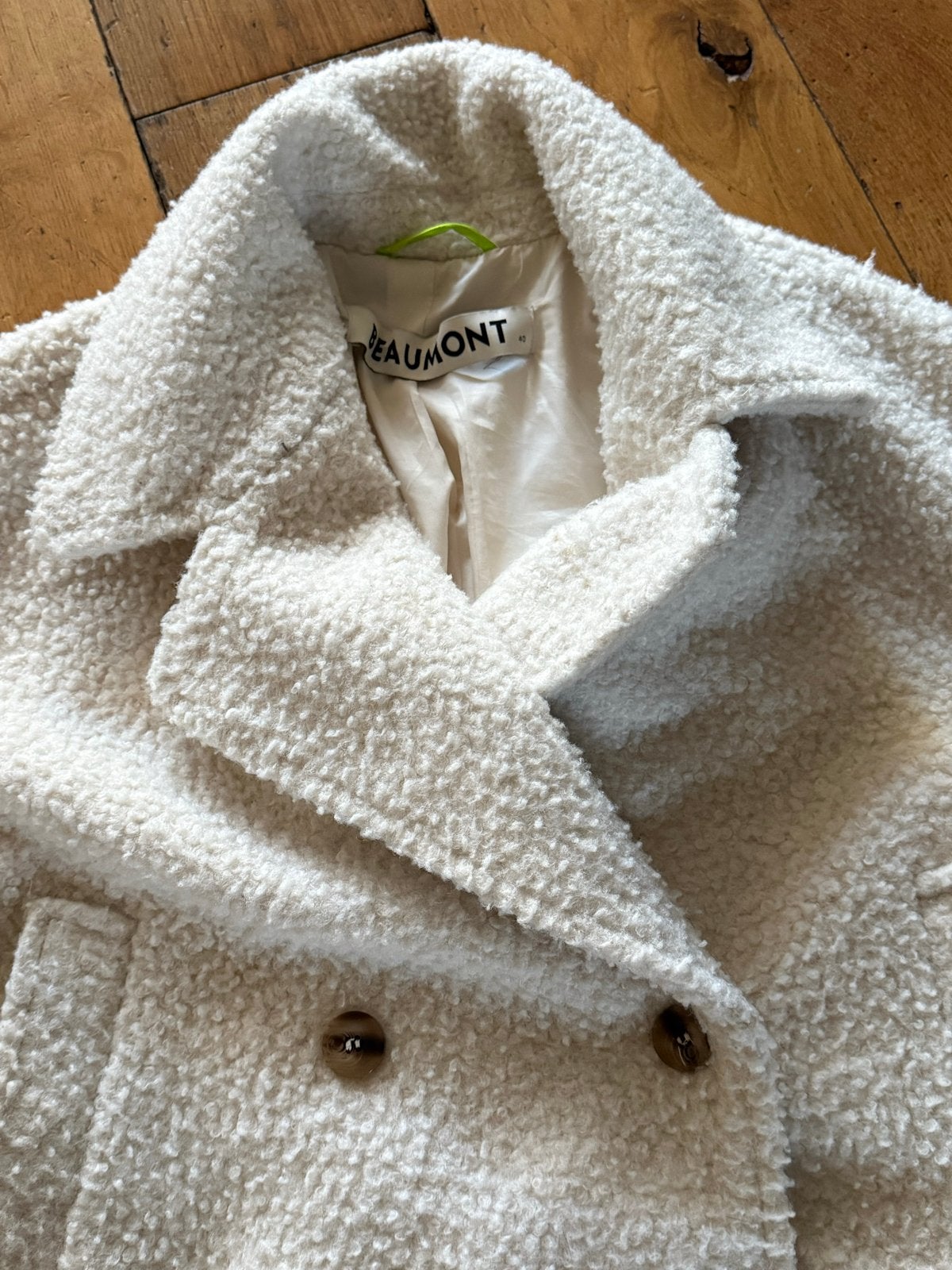 Witte teddy jas van Beaumont maat 40., Ophalen of Verzenden, Zo goed als nieuw, Maat 38/40 (M), Wit
