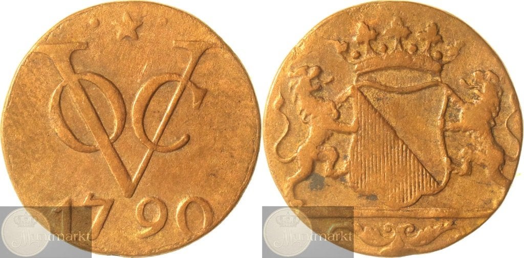 V.O.C - Utrecht - Duit 1790 - Ster tussen twee punten, Postzegels en Munten, Ophalen of Verzenden, Vóór koninkrijk, Overige waardes
