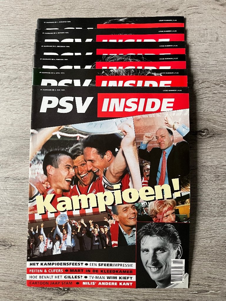 Jaargang 3 PSV Inside Aug 1996 - Juli 1997 6 stuks, Ophalen of Verzenden, Zo goed als nieuw, PSV, Boek of Tijdschrift
