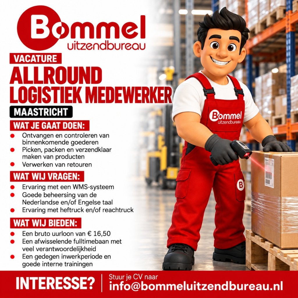 Allround Logistiek Medewerker, 33 - 40 uur, Vanaf 1 jaar, Vast contract