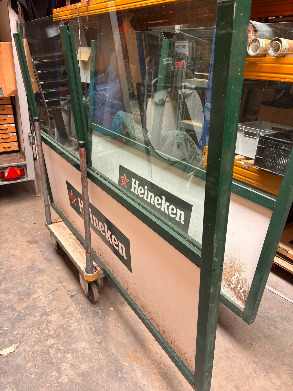 Heineken terrasschermen met Glaspanelen, Ophalen of Verzenden, Gebruikt, Barinrichting