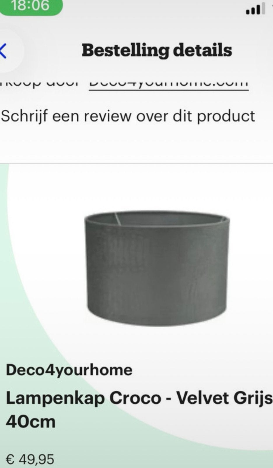Grijze lampenkap Croco - Velvet 40cm, Huis en Inrichting, Gebruikt, Overige typen, Rond, Ophalen of Verzenden