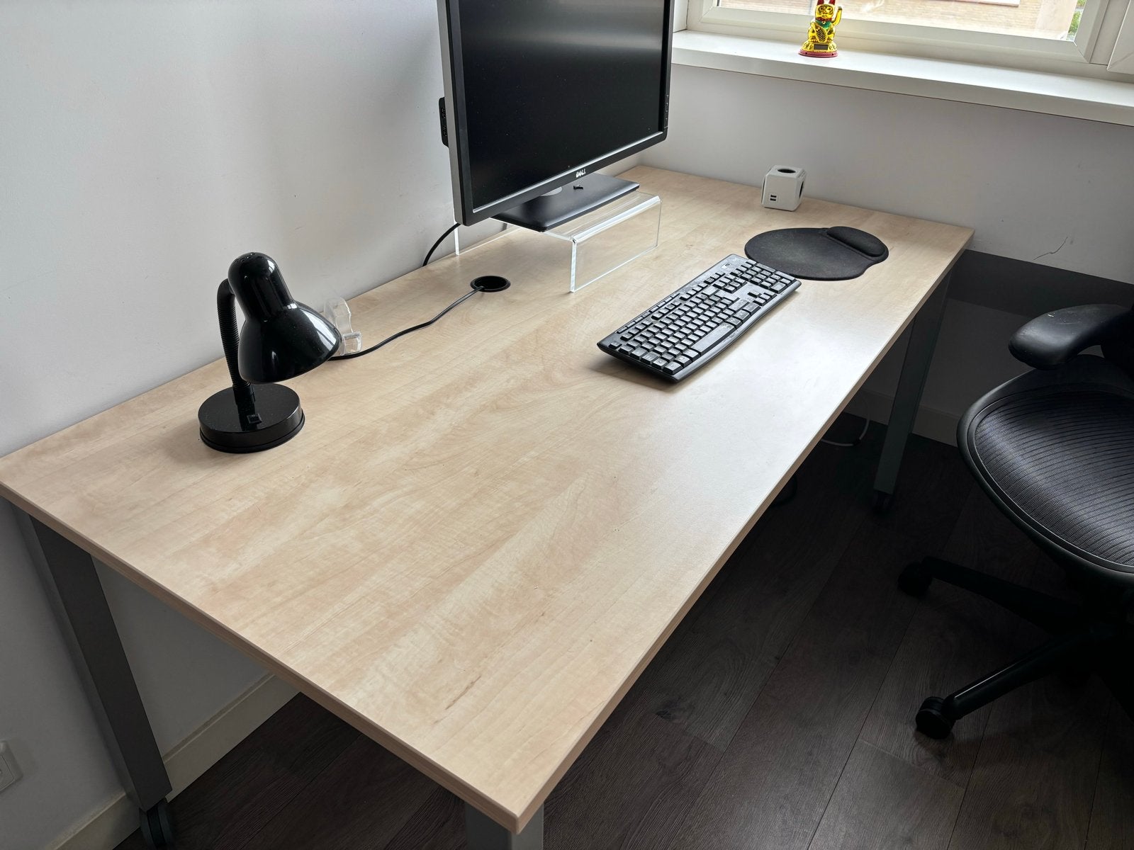 Ruim bureau 80x160 cm met kabelgoot en stopcontact, Ophalen, Kabelgoot, Gebruikt