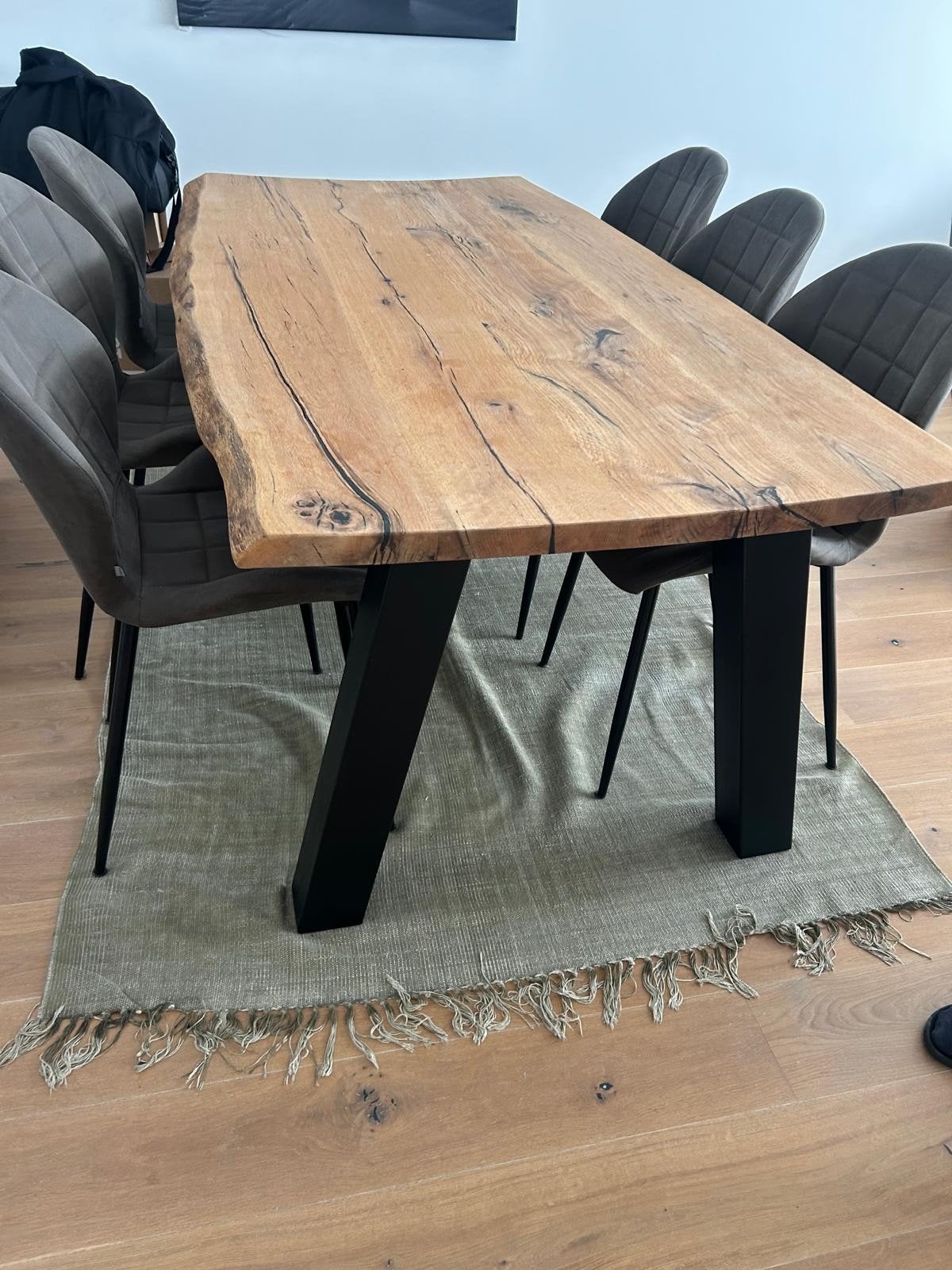 Massief houten eettafel - Zonder stoelen, Overige houtsoorten, Gebruikt, Industrieel, robuust, 150 tot 200 cm