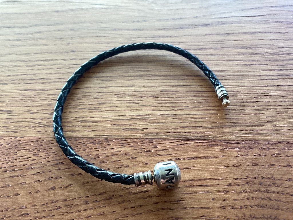 Pandora 590705cbk zwart leren armband 17 cm, Verzenden, Nieuw, Zwart, Leer