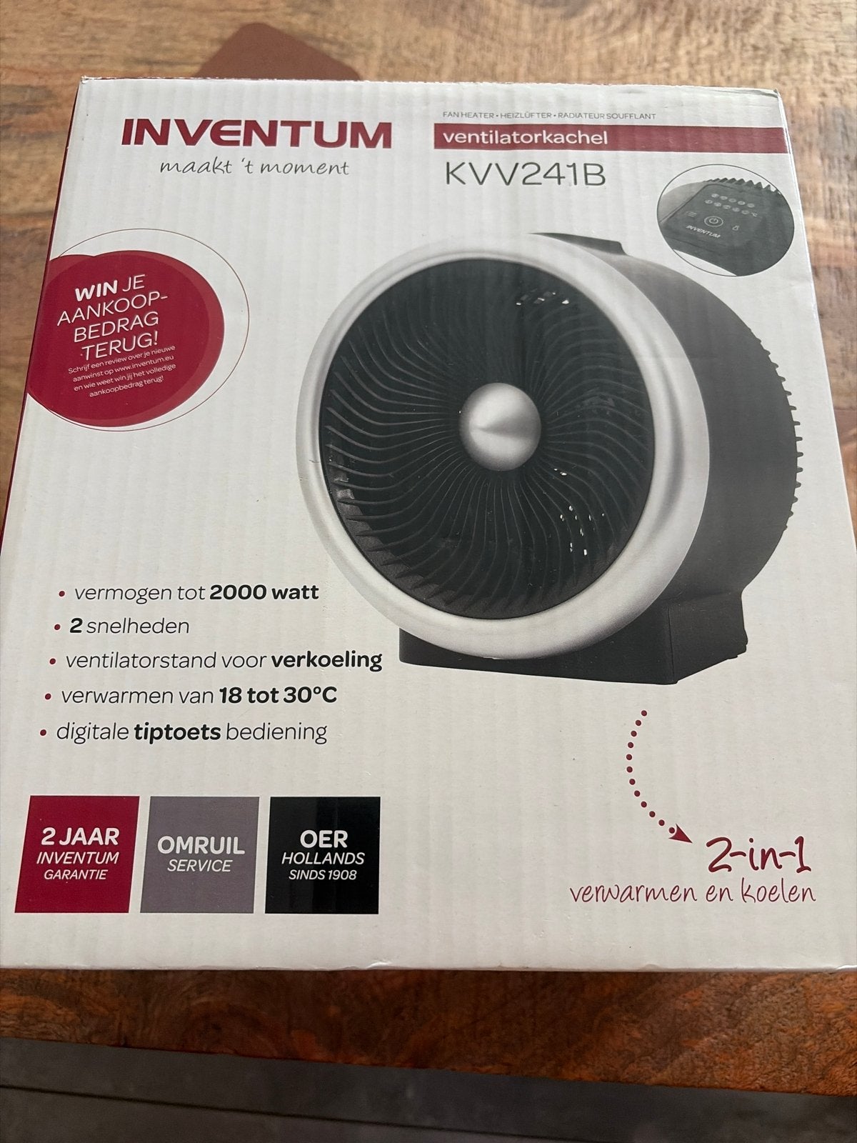 Inventum Ventilator KVV241B - Verwarmen en Koelen, Tafel- of Grondventilator, Minder dan 60 m³, 2 snelheden, Ophalen of Verzenden