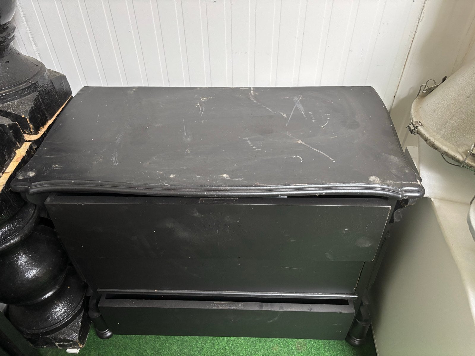 Zwarte ladekast / commode met 2 laden, Huis en Inrichting, Kasten | Ladekasten, Gebruikt, 1 of 2 laden, Minder dan 100 cm, 25 tot 50 cm